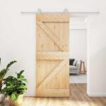 vidaXL Преплъзваща се врата 85 x 210 cm Естествено и бяло (3445021)