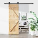 vidaXL Преплъзваща се врата 70 x 210 cm Естествено и черно (3445119)