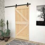 vidaXL Преплъзваща се врата 80 x 210 cm Масивна борова дървесина (3444851)