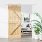 vidaXL Преплъзваща се врата Естествено и бяло 80 x 210 cm (3445098)