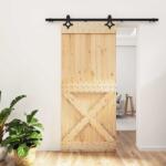 vidaXL Преплъзваща се врата Естествено и черно 90 x 210 cm (3445076)