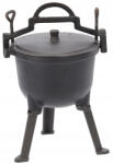 Brius Ceaun vanatoresc din fonta, cu capac si picioare pentru gatit in aer liber, 5L, 25x42 cm, negru (BBQ-3703) Ceaun