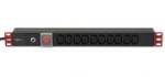TECHLY I-CASE STRIP-10C 19" 1U Áramelosztó, 10x C13 Aljzat, C14 Dugó UPS-hez (I-CASE STRIP-10C) (I-CASE STRIP-10C)