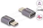 Delock - USB Adapter 40 Gbps USB Type-C PD 3.0 100 W csatlakozódugóval - csatlakozóhüvellyel, portkímélővel 8K 60 Hz fém - 60046 (60046)