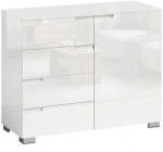 HOMCOM Bufet lucios, bufet modern cu 4 sertare, dulap de bucătărie cu închidere lentă, alb | Aosom Romania (83B-736V90WT) Comoda