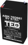 Ted electric Оловна Батерия TED ELECTRIC, 6V, 6.1Ah, 70/ 47/ 100 mm, AGM (TED-6V-4.5-AGM) - xtreme