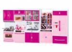 LEAN Toys Kitchen Furniture Set for Dolls Fridge Stove Accessories Pink