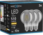 Mexen Vintis 3x Bec economic LED filament E27, G80, 6W, Caldă - 2700K, 510 lm, fumuriu - L155-E27-0627-70x03 (L155-E27-0627-70x03)
