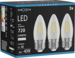 Mexen Vintis 3x Bec bec filament LED E27, C35, 6W, Neutru - 4000K, 720 lm, transparent - L154-E27-0640-00x03 (L154-E27-0640-00x03)