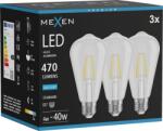 Mexen Vintis 3x Bec filament LED E27, ST64, 4W, Rece - 6500K, 470 lm, clar - L152-E27-0465-00x03 (L152-E27-0465-00x03)