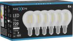 Mexen Vintis 6x Bec filament LED E14, G45, 6W, Neutră - 4000K, 720 lm, transparent - L156-E14-0640-00x06 (L156-E14-0640-00x06)