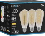 Mexen Vintis 3x Bec LED cu filament spirală E27, ST64, 6W, Cald - 2700K, 530 lm, chihlimbar - L162-E27-0627-50x03 (L162-E27-0627-50x03)