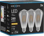 Mexen Vintis 3x Bec LED filament E27, ST64, 4W, Cald - 2200K, 300 lm, fumuriu - L152-E27-0422-70x03 (L152-E27-0422-70x03)