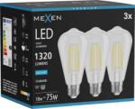 Mexen Vintis 3x Bec filament LED E27, ST64, 10W, Rece - 6500K, 1320 lm, clar - L152-E27-1040-00x03 - L152-E27-1065-00x03 (L152-E27-1065-00x03)