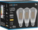 Mexen Vintis 3x Bec LED filament E27, ST64, 8W, Cald - 2700K, 680 lm, fumuriu - L152-E27-0827-70x03 (L152-E27-0827-70x03)