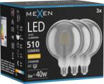 Mexen Vintis 3x Bec filament LED E27, G125, 6W, Cald - 2700K, 510 lm, fumuriu - L158-E27-0627-70x03 (L158-E27-0627-70x03)