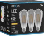 Mexen Vintis 3x Bec LED filament E27, ST64, 8W, Calda - 2200K, 600 lm, fumuriu - L152-E27-0822-70x03 (L152-E27-0822-70x03)