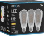 Mexen Vintis 3x Bec cu filament spirală LED E27, ST64, 6W, Caldă - 2700K, 510 lm, fumuriu - L162-E27-0627-70x03 (L162-E27-0627-70x03)