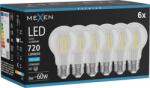 Mexen Vintis 6x Bec LED filament E27, A60, 6W, Rece - 6500K, 720 lm, clar - L150-E27-0665-00x06 (L150-E27-0665-00x06)