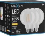 Mexen Vintis 3x LED filament izzó E27, G125, 8W, Meleg - 2700K, 1055 lm, átlátszó - L158-E27-0827-00x03 (L158-E27-0827-00x03)