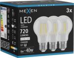 Mexen Vintis 3x Bec LED filament E27, A60, 6W, Neutru - 4000K, 720 lm, clar - L150-E27-0640-00x03 (L150-E27-0640-00x03)