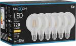 Mexen Vintis 6x LED filament izzó E27, G80, 6W, Meleg - 2700K, 720 lm, tiszta - L155-E27-0627-00x06 (L155-E27-0627-00x06)