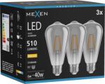 Mexen Vintis 3x Bec filament LED E27, ST64, 6W, Caldă - 2700K, 510 lm, fum. - L152-E27-0627-70x03 (L152-E27-0627-70x03)