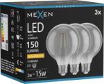 Mexen Vintis 3x LED filament izzó E27, G95, 2W, Meleg - 2200K, 150 lm, füstös - L157-E27-0222-70x03 (L157-E27-0222-70x03)