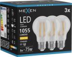 Mexen Vintis 3x LED filament izzó E27, A60, 8W, Meleg - 2700K, 1055 lm, átlátszó - L150-E27-0827-00x03 (L150-E27-0827-00x03)