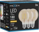 Mexen Vintis 3x LED filament izzó E27, G80, 2W, Meleg - 2200K, 180 lm, borostyánsárga - L155-E27-0222-50x03 (L155-E27-0222-50x03)