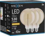 Mexen Vintis 3x LED spirál filament izzó E27, G125, 6W, Meleg - 2200K, 530 lm, borostyánsárga - L168-E27-0622-50x03 (L168-E27-0622-50x03)