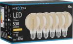 Mexen Vintis 6x LED filament spirál izzó E27, G80, 6W, Meleg - 2200K, 530 lm, borostyán - L165-E27-0622-50x06 (L165-E27-0622-50x06)