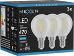 Mexen Vintis 3x LED filament izzó E14, G45, 4W, Hideg - 6500K, 470 lm, átlátszó - L156-E14-0465-00x03 (L156-E14-0465-00x03)
