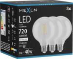 Mexen Vintis 3x LED szálas izzó E27, G95, 6W, Semleges - 4000K, 720 lm, átlátszó - L157-E27-0640-00x03 (L157-E27-0640-00x03)