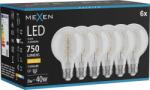 Mexen Vintis 6x Bec filament spirală LED E27, G80, 8W, Caldă - 2700K, 750 lm, transparent - L165-E27-0827-00x06 (L165-E27-0827-00x06)