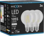 Mexen Vintis 3x Bec LED cu filament E27, G80, 8W, Neutru - 4000K, 1055 lm, clar - L155-E27-0840-00x03 (L155-E27-0840-00x03)