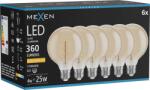 Mexen Vintis 6x Bec cu filament spirală LED E27, G95, 4W, Cald - 2200K, 360 lm, chihlimbar - L167-E27-0422-50x06 (L167-E27-0422-50x06)