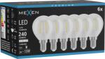 Mexen Vintis 6x Bec cu filament LED E14, G45, 2W, Neutru - 4000K, 240 lm, clar - L156-E14-0240-00x06 (L156-E14-0240-00x06)