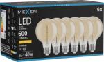 Mexen Vintis 6x Filament spirál LED izzó E27, G80, 8W, Meleg - 2200K, 600 lm, borostyán - L165-E27-0822-50x06 (L165-E27-0822-50x06)