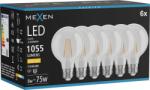Mexen Vintis 6x Filament LED izzó E27, G80, 8W, Meleg - 2700K, 1055 lm, átlátszó - L155-E27-0827-00x06 (L155-E27-0827-00x06)