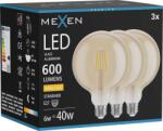 Mexen Vintis 3x LED filament izzó E27, G125, 6W, Meleg - 2700K, 600 lm, borostyán - L158-E27-0627-50x03 (L158-E27-0627-50x03)