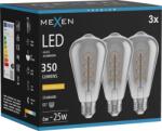 Mexen Vintis 3x LED spirál filament izzó E27, ST64, 6W, Meleg - 2200K, 350 lm, füstszínű - L162-E27-0622-70x03 (L162-E27-0622-70x03)