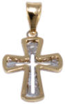 Ékszershop Bicolor vésett pici arany kereszt medál (1342221)