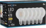 Mexen Vintis 6x LED filament izzólámpa E27, G80, 4W, Meleg - 2700K, 470 lm, átlátszó - L155-E27-0427-00x06 (L155-E27-0427-00x06)