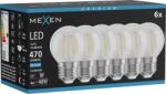 Mexen Vintis 6x LED filament izzó E27, G45, 4W, Hideg - 6500K, 470 lm, átlátszó - L156-E27-0465-00x06 (L156-E27-0465-00x06)