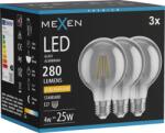 Mexen Vintis 3x LED filament izzó E27, G80, 4W, Meleg - 2200K, 280 lm, füstszínű - L155-E27-0422-70x03 (L155-E27-0422-70x03)
