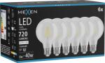 Mexen Vintis 6x LED filament izzó E27, G80, 6W, Semleges - 4000K, 720 lm, átlátszó - L155-E27-0640-00x06 (L155-E27-0640-00x06)