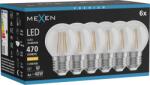 Mexen Vintis 6x LED szálas izzó E27, G45, 4W, Meleg - 2700K, 470 lm, átlátszó - L156-E27-0427-00x06 (L156-E27-0427-00x06)