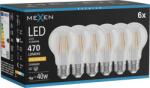 Mexen Vintis 6x LED filament izzó E27, A60, 4W, Meleg - 2200K, 470 lm, átlátszó - L150-E27-0422-00x06 (L150-E27-0422-00x06)
