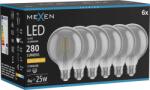 Mexen Vintis 6x LED filament izzó E27, G95, 4W, Meleg - 2200K, 280 lm, füst - L157-E27-0422-70x06 (L157-E27-0422-70x06)